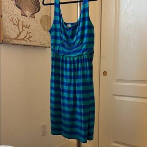 Faded Glory Vibrant Blue and Green Midi Dress